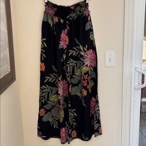 Black Floral Wide-Leg Jumpsuit / Pants